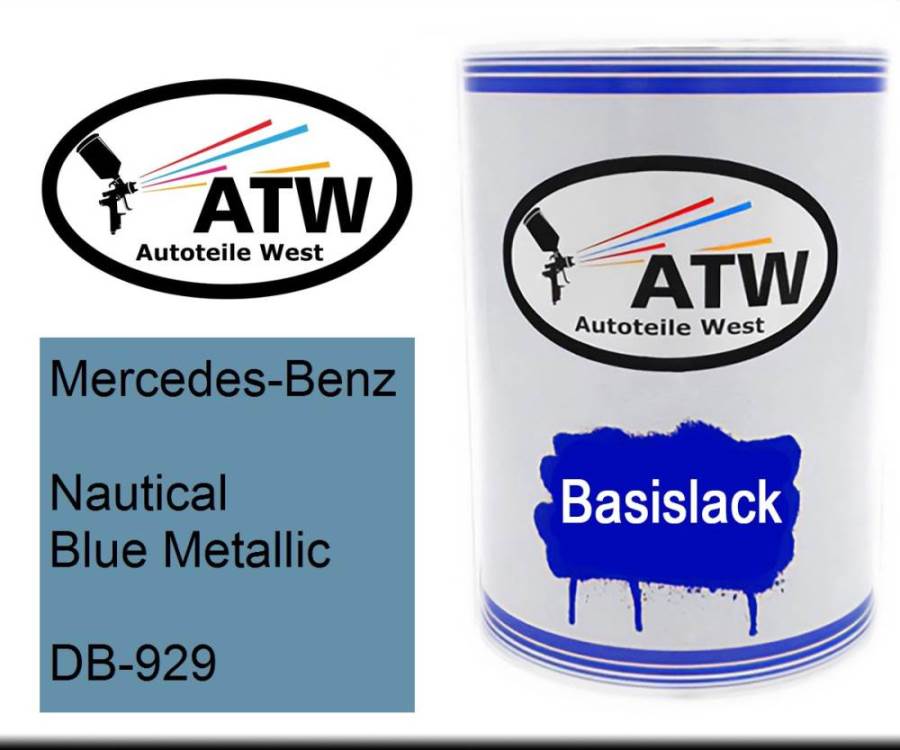 Mercedes-Benz, Nautical Blue Metallic, DB-929: 500ml Lackdose, von ATW Autoteile West.